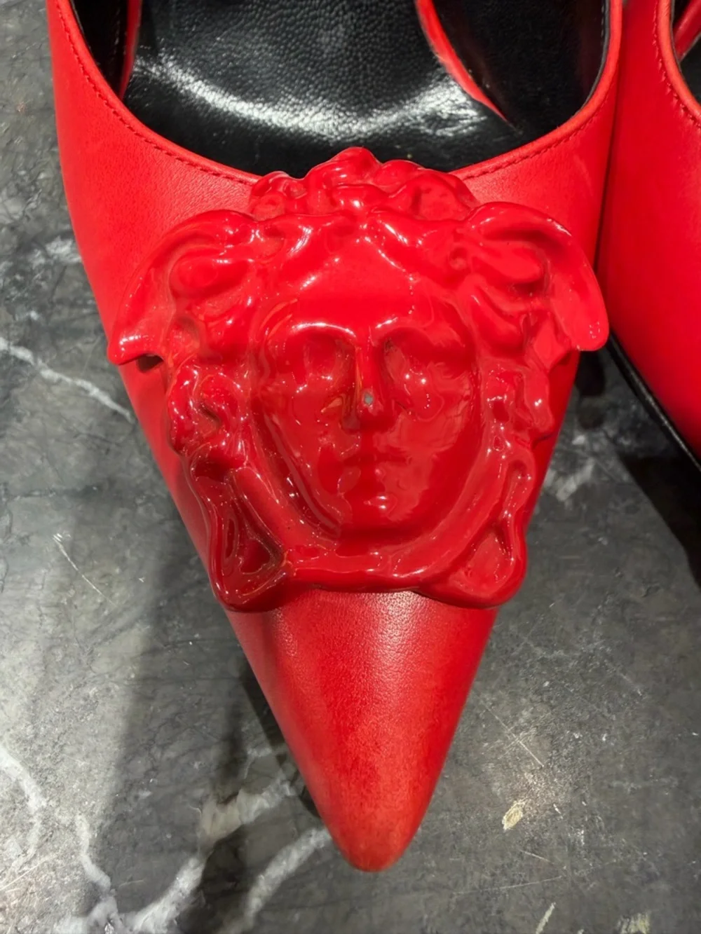Versace Red Pointed Toe High Heels with Medusa - Picture 7 of 16